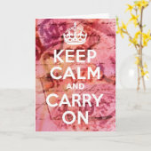 ピンク抽象芸術Keep Calm and Carry On カード (黄色い花)