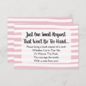 ピンク描のストライプ赤ちゃんシャワーがブックカードを持ってくる 招待状 (正面/裏面)