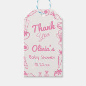 ピンク描の地元で育った赤んガーリー坊ガールシャワー ギフトタグ (正面)