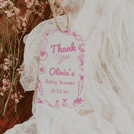 ピンク描の地元で育った赤んガーリー坊ガールシャワー ギフトタグ