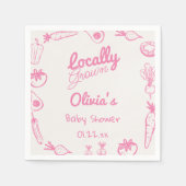 ピンク描の地元で育った赤んガーリー坊ガールシャワー スタンダードカクテルナプキン (正面)