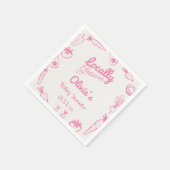 ピンク描の地元で育った赤んガーリー坊ガールシャワー スタンダードカクテルナプキン (角)