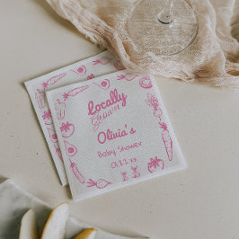 ピンク描の地元で育った赤んガーリー坊ガールシャワー スタンダードカクテルナプキン