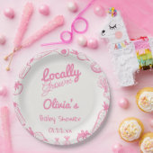 ピンク描の地元で育った赤んガーリー坊ガールシャワー ペーパープレート (パーティー)