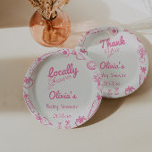 ピンク描の地元で育った赤んガーリー坊ガールシャワー ペーパープレート