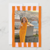 ピンク描オレンジ30お洒落thフォト誕生日 招待状 (裏面)