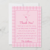 ピンク描グ間抜けガチョウの女の子の赤ちゃんシャワー サンキューカード (正面)