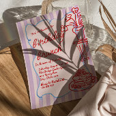 ピンク描フローラパンケーキ写真誕生日ブランチ 招待状