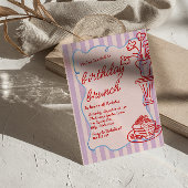 ピンク描フローラパンケーキ写真誕生日ブランチ 招待状