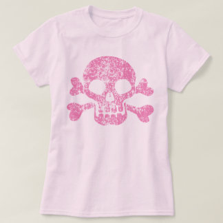 ピンク擦り切れたスカルTシャツ Tシャツ