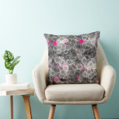 ピンク数々のとグレーのフローラアート クッション (椅子)