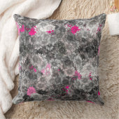 ピンク数々のとグレーのフローラアート クッション (ブランケット)