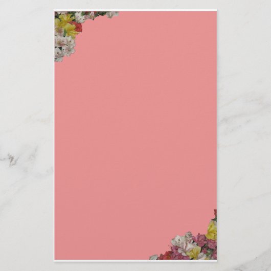 ピンク数々のの文房具に色の花 便箋 (正面)