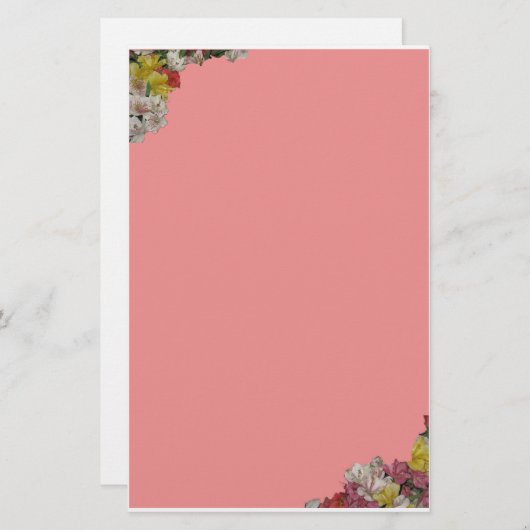 ピンク数々のの文房具に色の花 便箋 (正面/裏面)