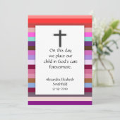 ピンク数々のクストライプロスガールズバプテスマ招待状 招待状 (スタンド正面)