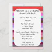 ピンク数々のクストライプロスガールズバプテスマ招待状 招待状 (裏面)