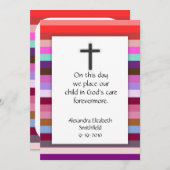 ピンク数々のクストライプロスガールズバプテスマ招待状 招待状 (正面/裏面)