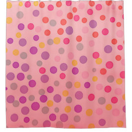 ピンク数々の色の紙吹雪ドット シャワーカーテン