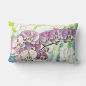 ピンク数々の色の蘭の花の水色 ランバークッション (裏面)