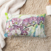 ピンク数々の色の蘭の花の水色 ランバークッション (ブランケット)