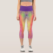 ピンク数々の色のPythonヘビプリント女性 カプリレギンス (正面)