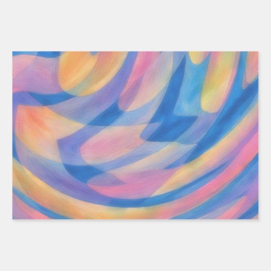 ピンク数々の色抽象芸術アートラッピングクラフト紙 ラッピングペーパーシート (正面)