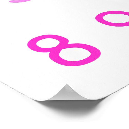 ピンク数字ゼロから10 0から10先生キッズルーム ポスター (角)