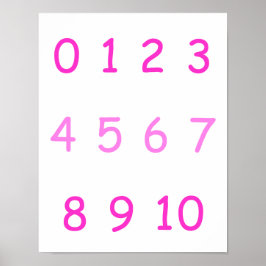 ピンク数字ゼロから10 0から10先生キッズルーム ポスター