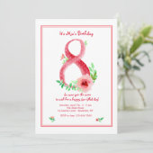 ピンク数字8招待状 招待状 (スタンド正面)