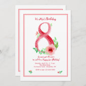 ピンク数字8招待状 招待状 (正面/裏面)