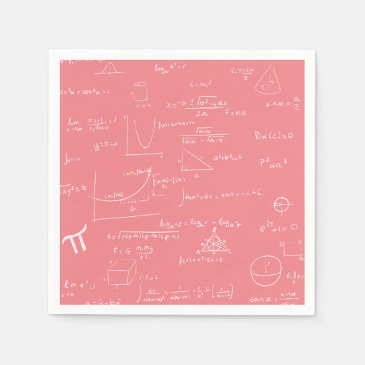 ピンク数学の数式と数式のパーティー スタンダードカクテルナプキン (正面)