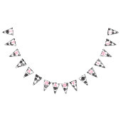 ピンク文字ブラックフローラパッテンベビーガール バンティングフラッグ (全)