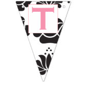 ピンク文字ブラックフローラパッテンベビーガール バンティングフラッグ (第2の旗)