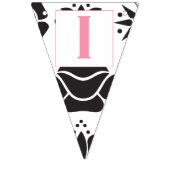 ピンク文字ブラックフローラパッテンベビーガール バンティングフラッグ (第1の旗)