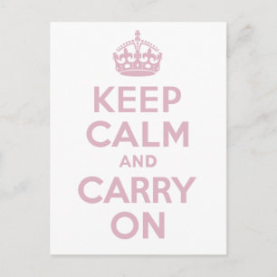 ピンク文字Keep Calm and Carry On ポストカード