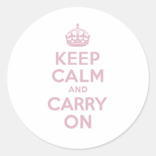 ピンク文字Keep Calm and Carry On ラウンドシール