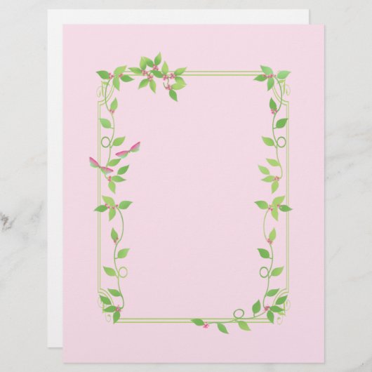 ピンク文房具上のアイビーフレーム (正面/裏面)