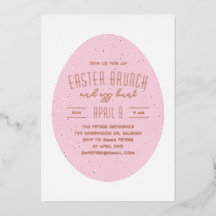 ピンク斑点の卵イースター狩りパーティの招待状