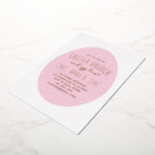 ピンク斑点の卵イースター狩りパーティの招待状 箔シーズンカード (回転した状態)