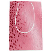 ピンク斑点ピンクレザールック ミディアムペーパーバッグ (正面)