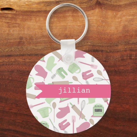 ピンク料理をテーマにしたパーソナライズされたキーチェーン キーホルダー