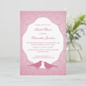 ピンク新しいフローラフレームブライダルシャワー招待状 招待状 (スタンド正面)