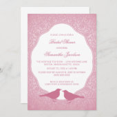 ピンク新しいフローラフレームブライダルシャワー招待状 招待状 (正面/裏面)