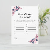 ピンク新婦は何歳だったブライダルシャワーゲームカード 招待状 (スタンド正面)