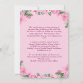 ピンク新生児フォトクリスマスカードガールポインセチア 招待状 (裏面)