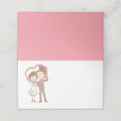 ピンク新郎新婦カートゥー結婚ンブライダルシャワー プレイスカード (外部開封)