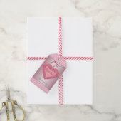 ピンク旋回ハートピンク ギフトタグ (より糸付き)