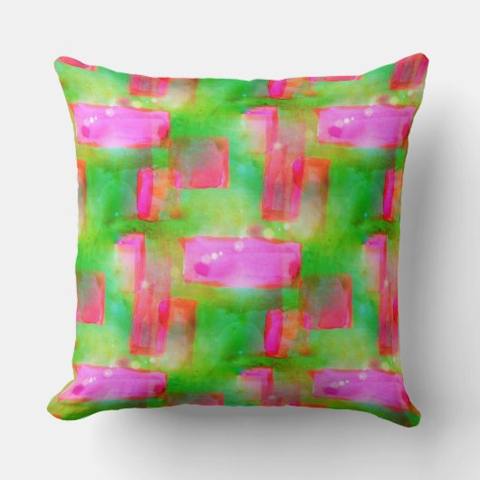 ピンク日光の抽象芸術の色彩の鮮やかな黄色 クッション (正面)