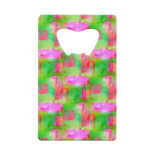 ピンク日光の抽象芸術の色彩の鮮やかな黄色 クレジットカード栓抜き (裏面)