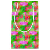 ピンク日光の抽象芸術の色彩の鮮やかな黄色 スモールペーパーバッグ (正面)